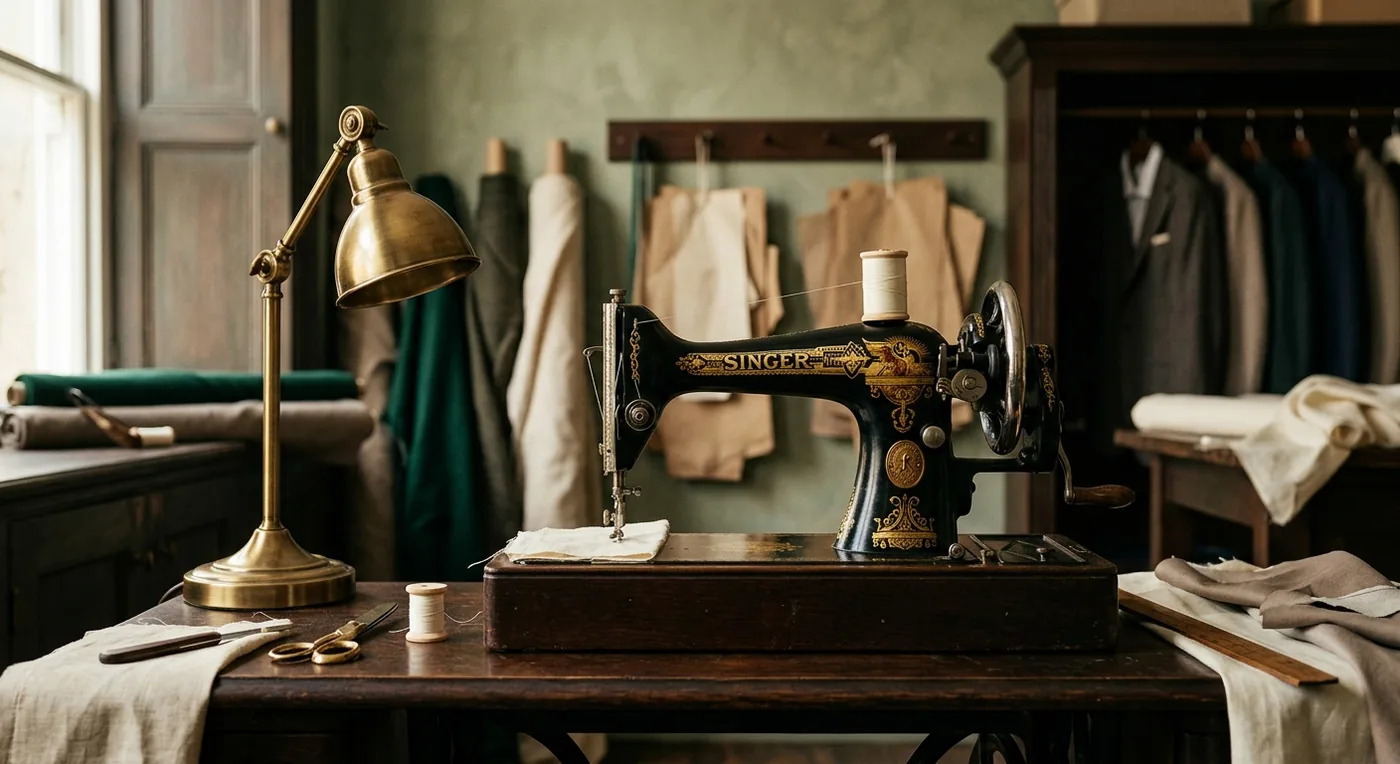 An antique Singer sewing machine in the Ensy Tailor atelier